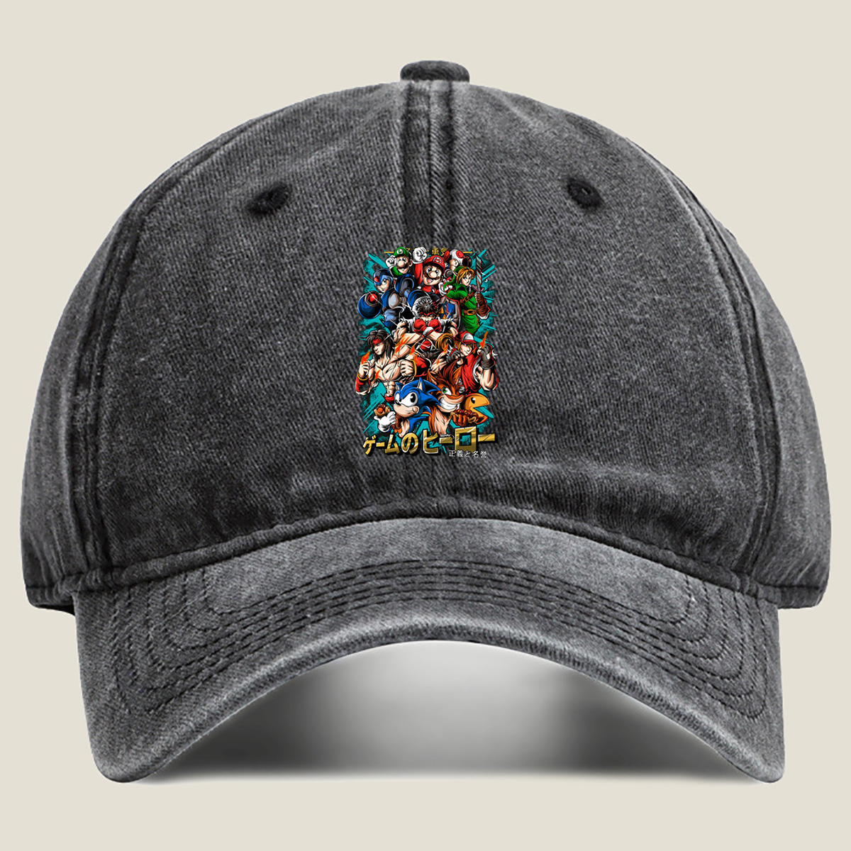 Game Heroes: Mario, Sonic, Link, Ryu, and More - Washed Denim - Baseball Cap