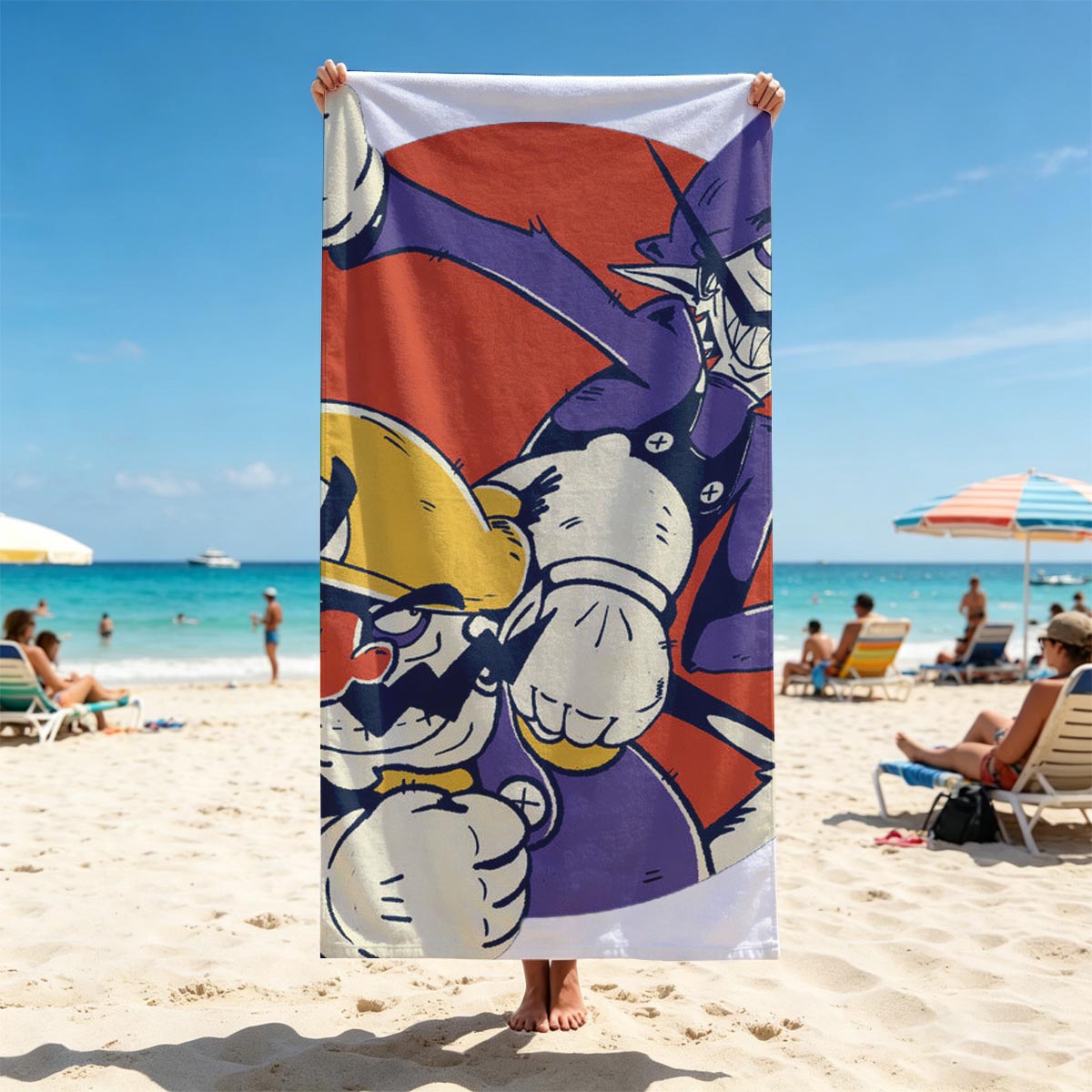 Wario and Waluigi in Action Pose - Beach towels