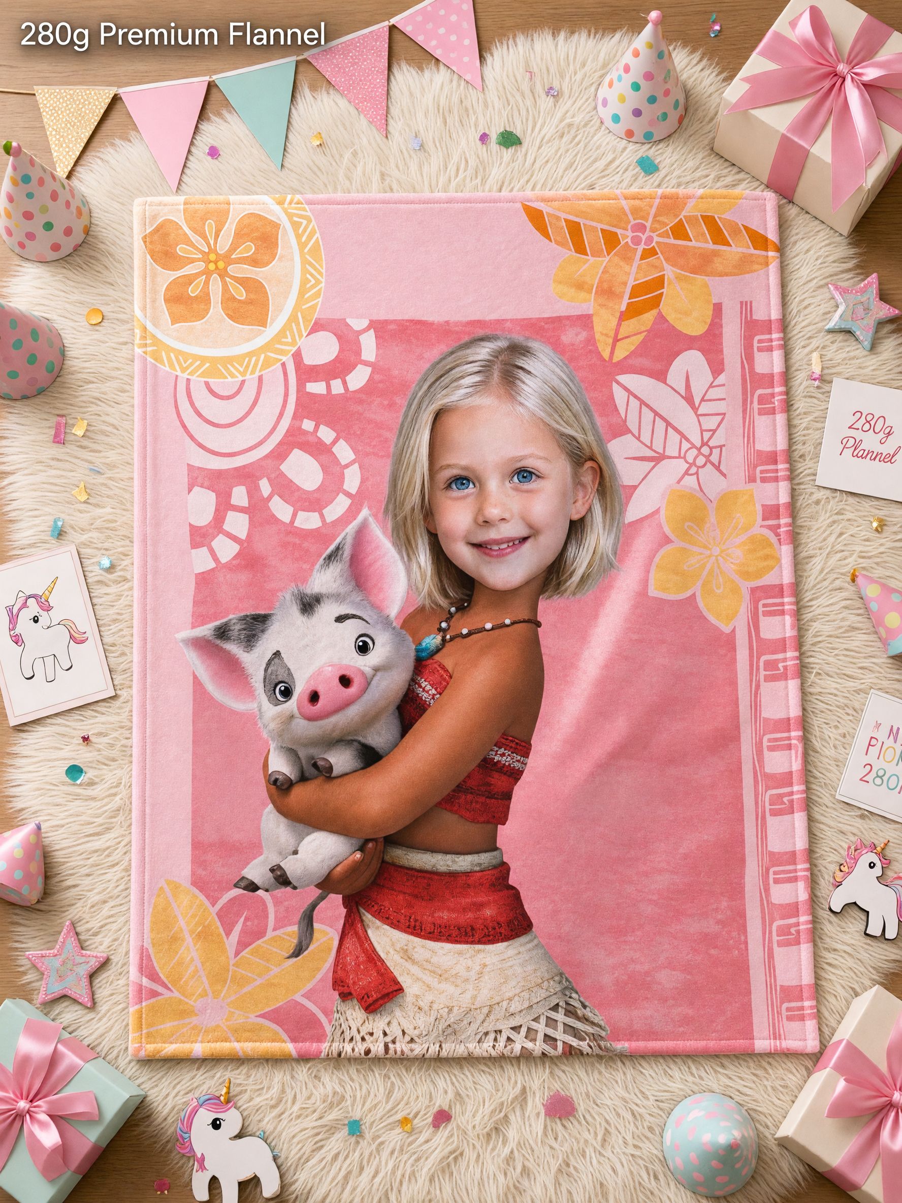 Custom Face Photo Blanket Personalized Tropical Cartoon Flannel Fleece Throw Soft Bed Sofa Cozy Keepsake Gift for Kids