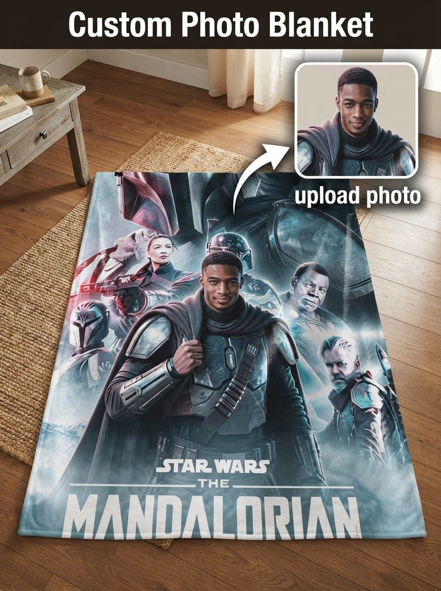 Custom Photo Face Flannel Blanket Personalized Sci Fi Warrior Character Soft Warm Throw Ideal Keepsake Gift