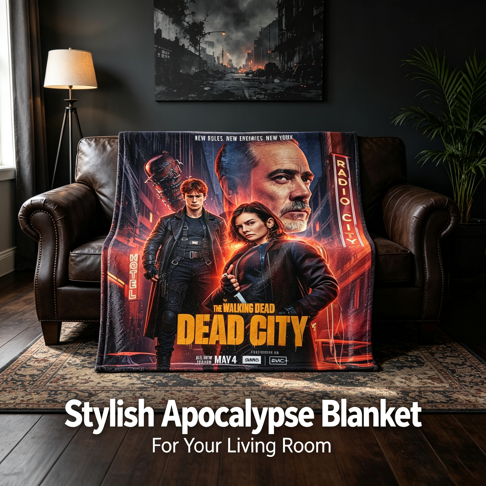 Custom Face Blanket The Walking Dead Dead City Flannel Blanket for Couch, Bed, or Travel – Perfect Gift or Giveaway for Fans