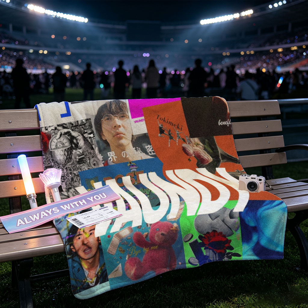 VAUNDY in a vibrant collage of artistic scenes featuring expressive faces, colorful imagery, and dynamic visuals - Blankets