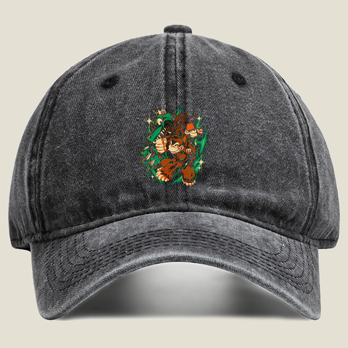 Donkey Kong and King K. Rool Clash - Washed Denim - Baseball Cap