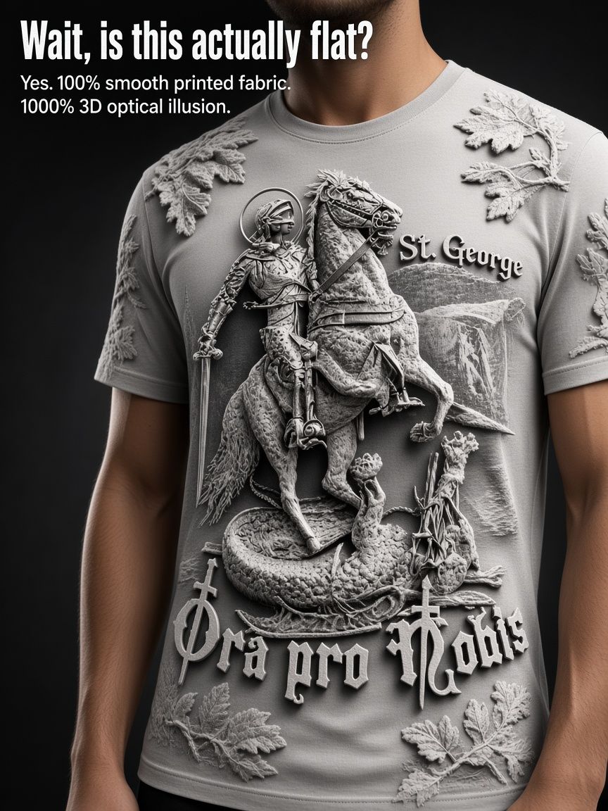 St. George Dragon Slayer 3D Optical Illusion Graphic Tee Breathable Athletic Mesh T-Shirt Casual and Sports Wear
