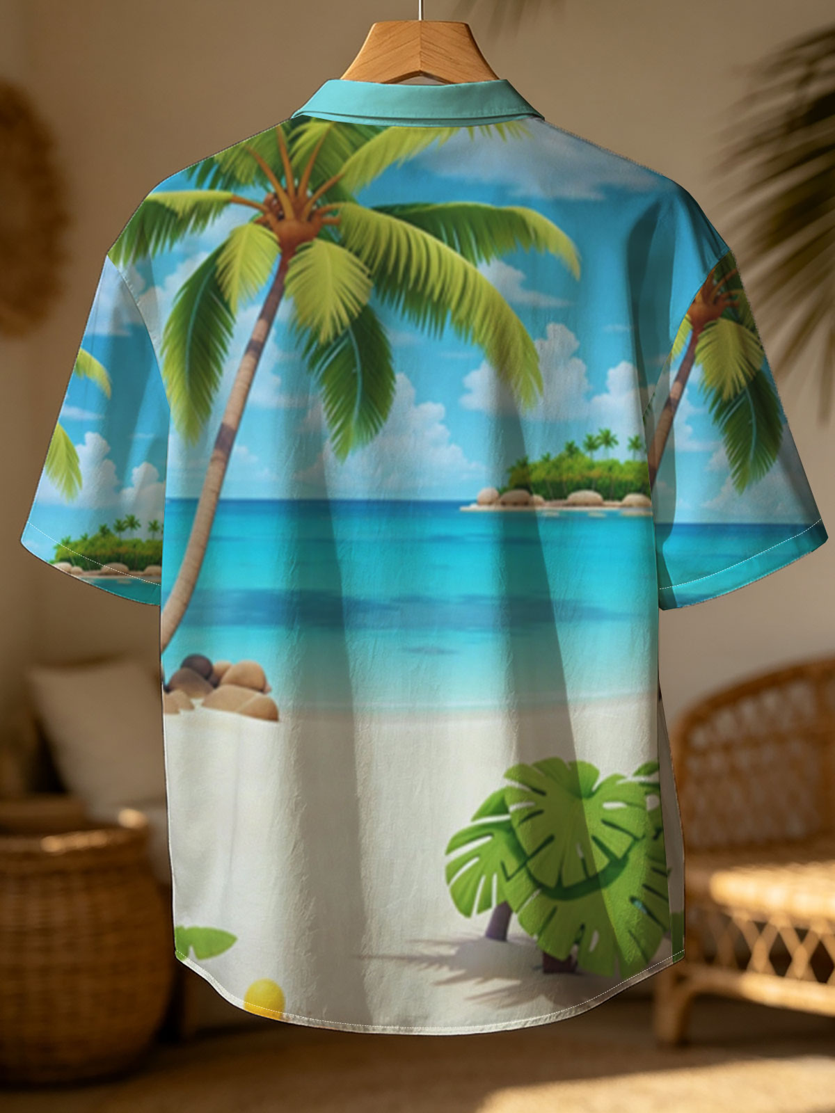 Tropical Beach with Palm Tree and Clear Blue Water -  Shirt