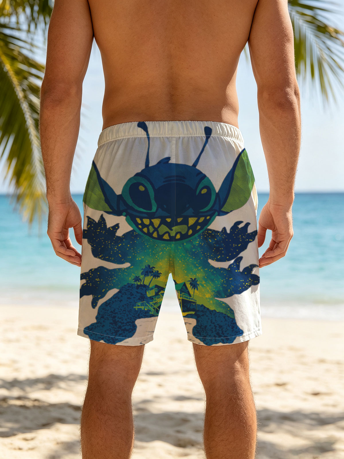 Stitch and Lilo in a Starry Night Adventure -  Beach shorts