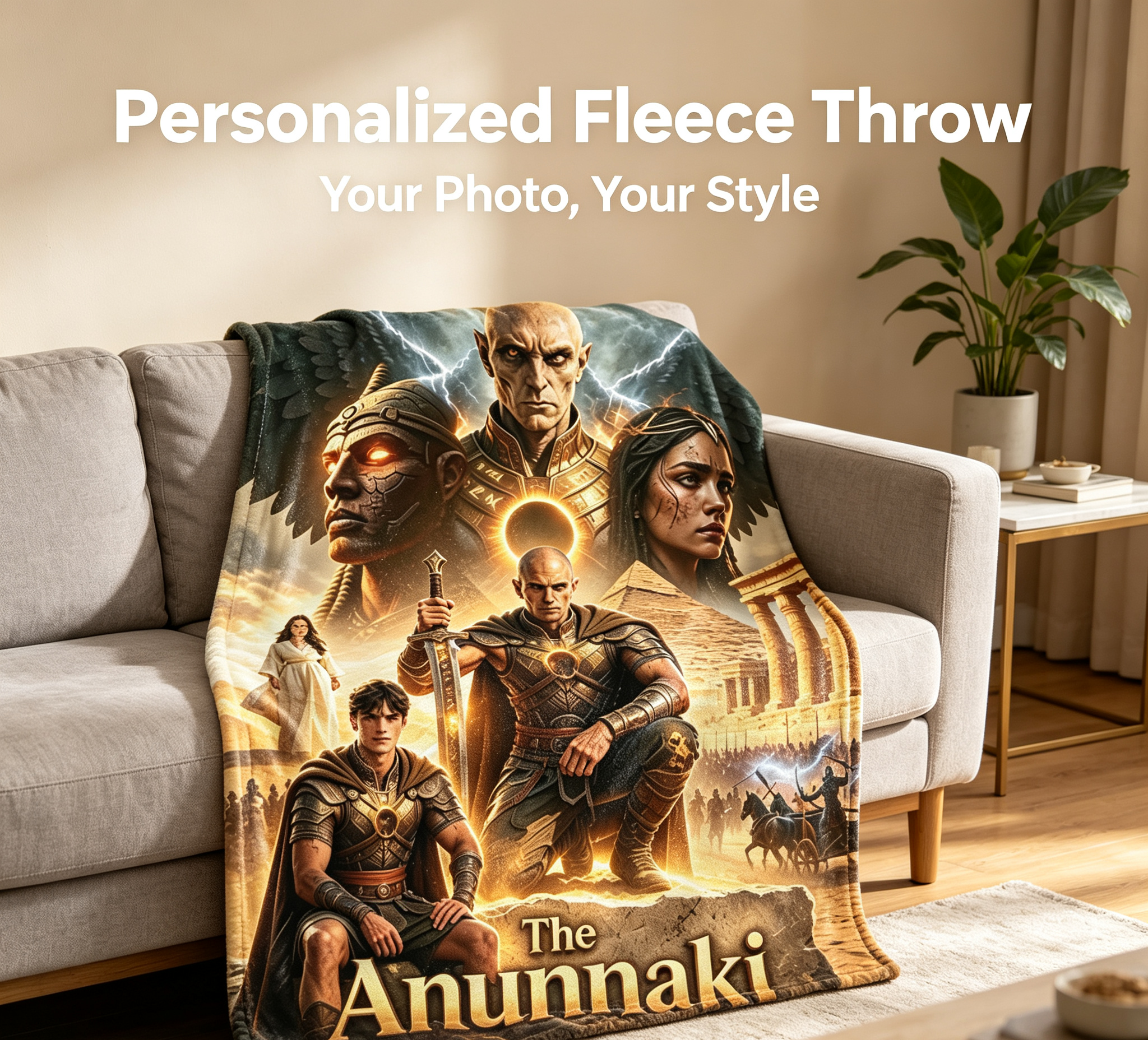 Custom Face Blanket The Anunnaki Movie Poster Flannel Blanket Perfect for Couch, Bed, or Travel Ideal Gift for Sci-Fi and Ancient Aliens Fans