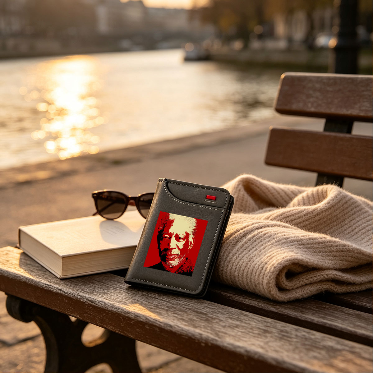Nelson Mandela Portrait in Red and Beige Tones - Vertical Style Wallet