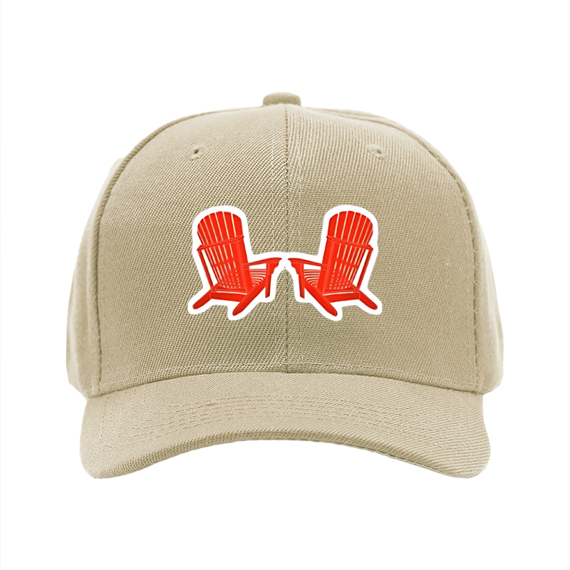 1pc New Baseball Cap with Red Adirondack Chair Print and Text Design Unisex Adjustable Hat for Outdoor Relaxation and Leisure Activities Suitable for Adults Who Love Nature and Casual Style