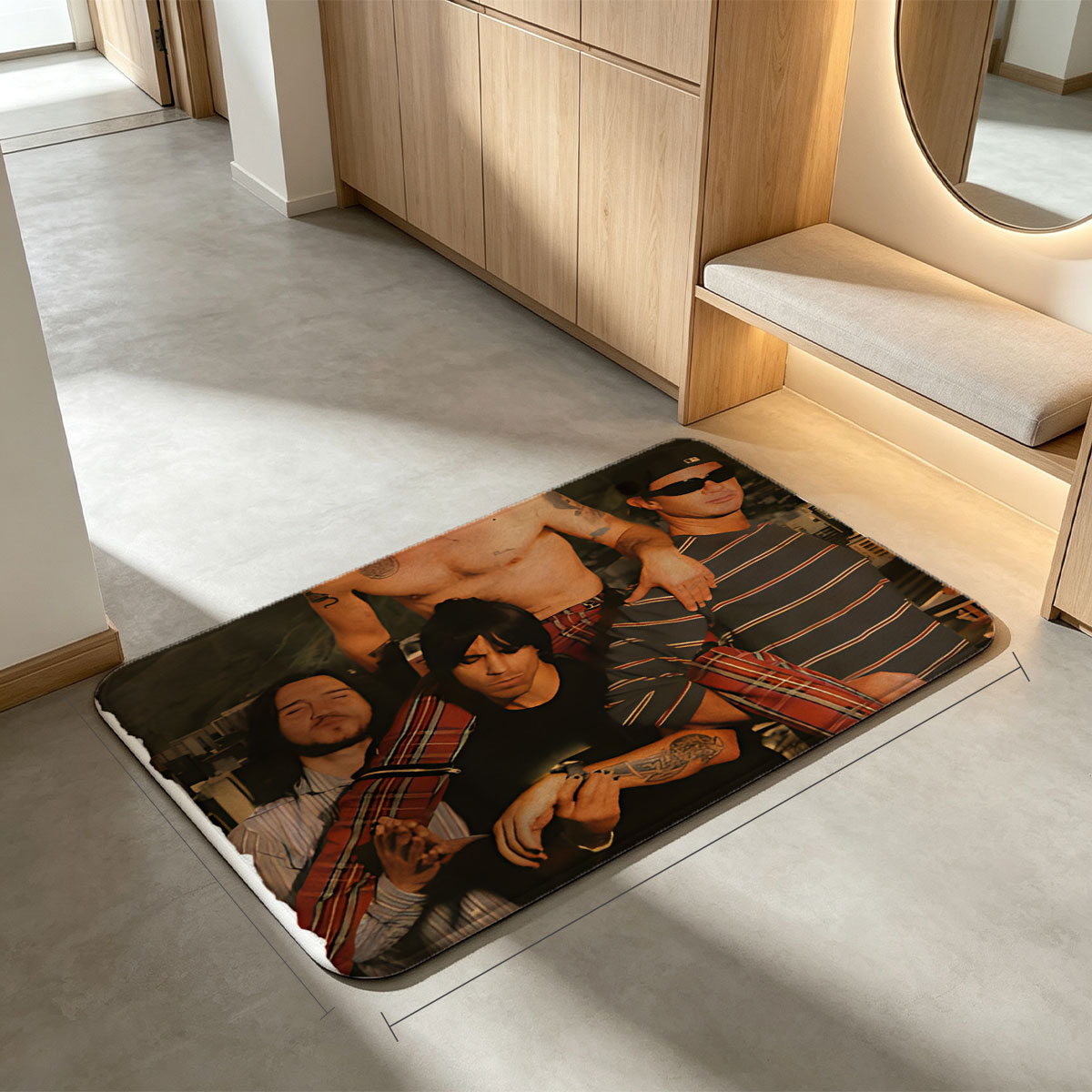 Red Hot Chili Peppers Band Members in a Stylized Group Portrait - Flannel floor mat