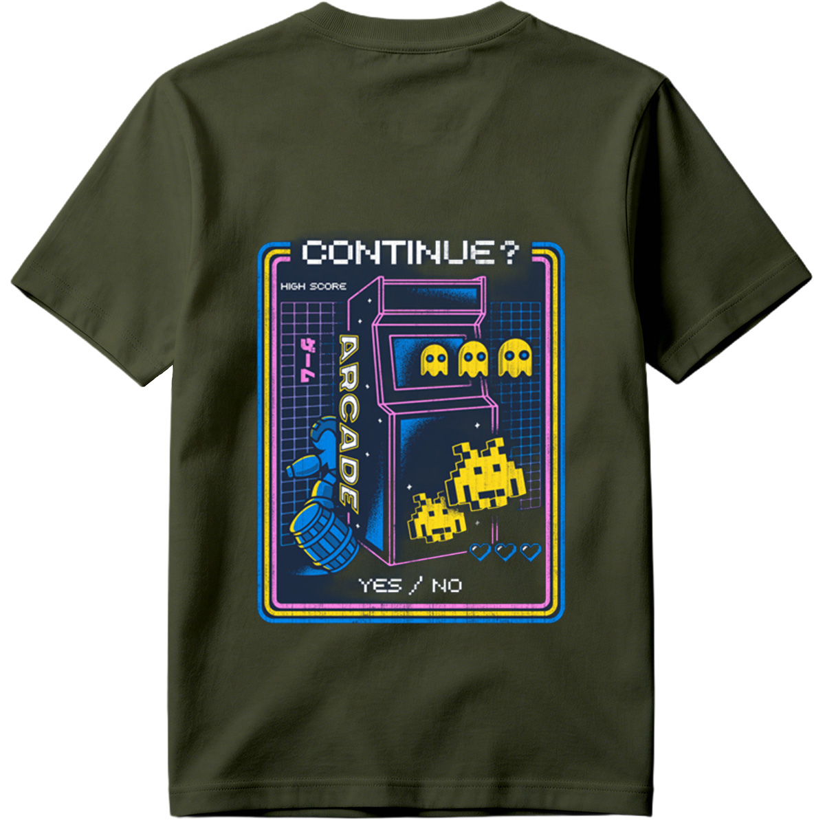 Pac-Man and Space Invaders Arcade Continue Screen - Tee