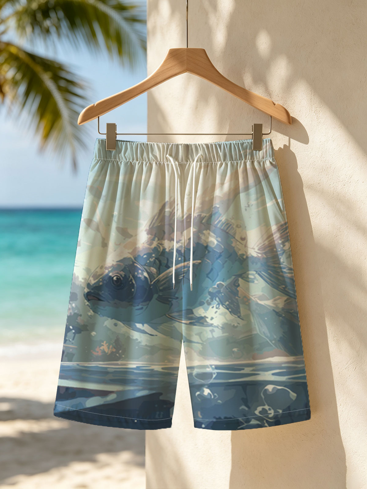 Mystic Fish Leaping Through Sunlit Waters -  Beach shorts