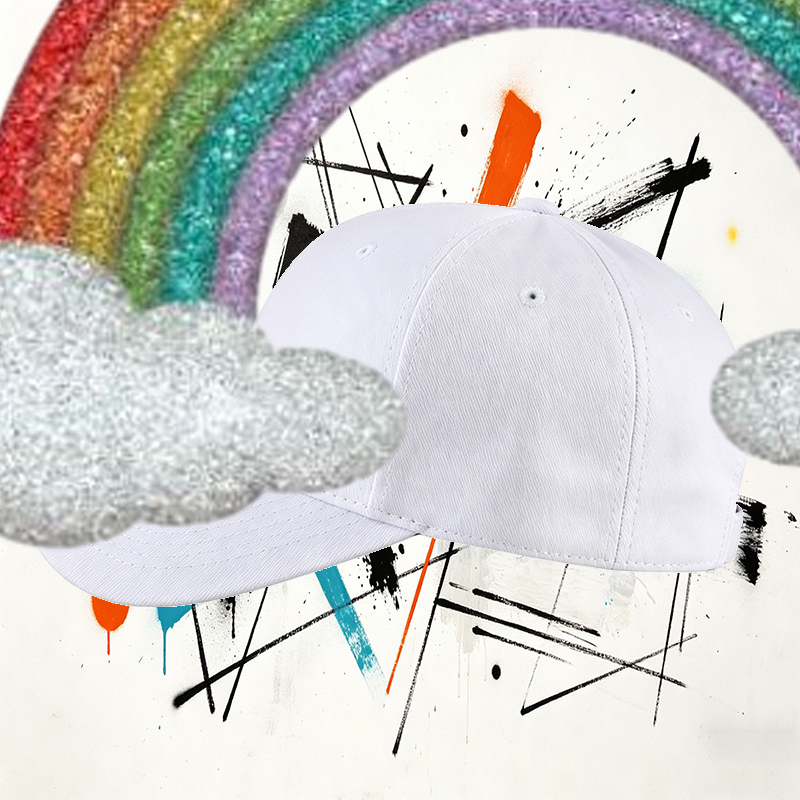 Unisex Classic Baseball Cap with Glitter Rainbow and Cloud Print - Perfect for Outdoor Activities, Casual Wear, and Festive Events - Ideal for Adults Seeking Fun and Colorful Fashion Accessory