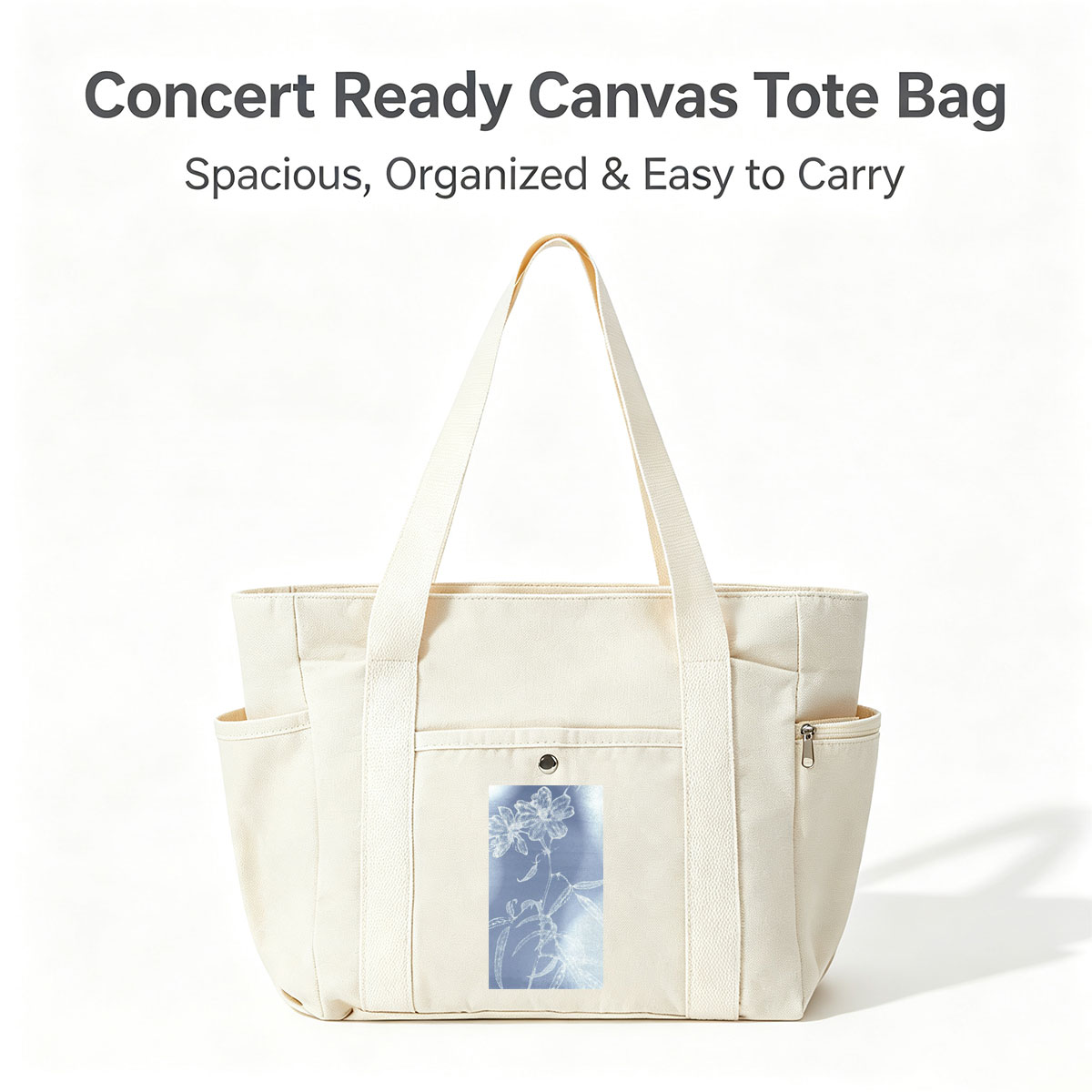 Taylor Swift in a Dreamy Floral Scene with Ethereal Blue and White Botanical Patterns - Multi-pocket bags