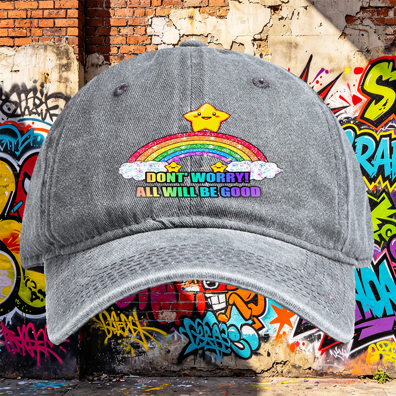 Unisex Classic Washed Cap with Rainbow Star Print 