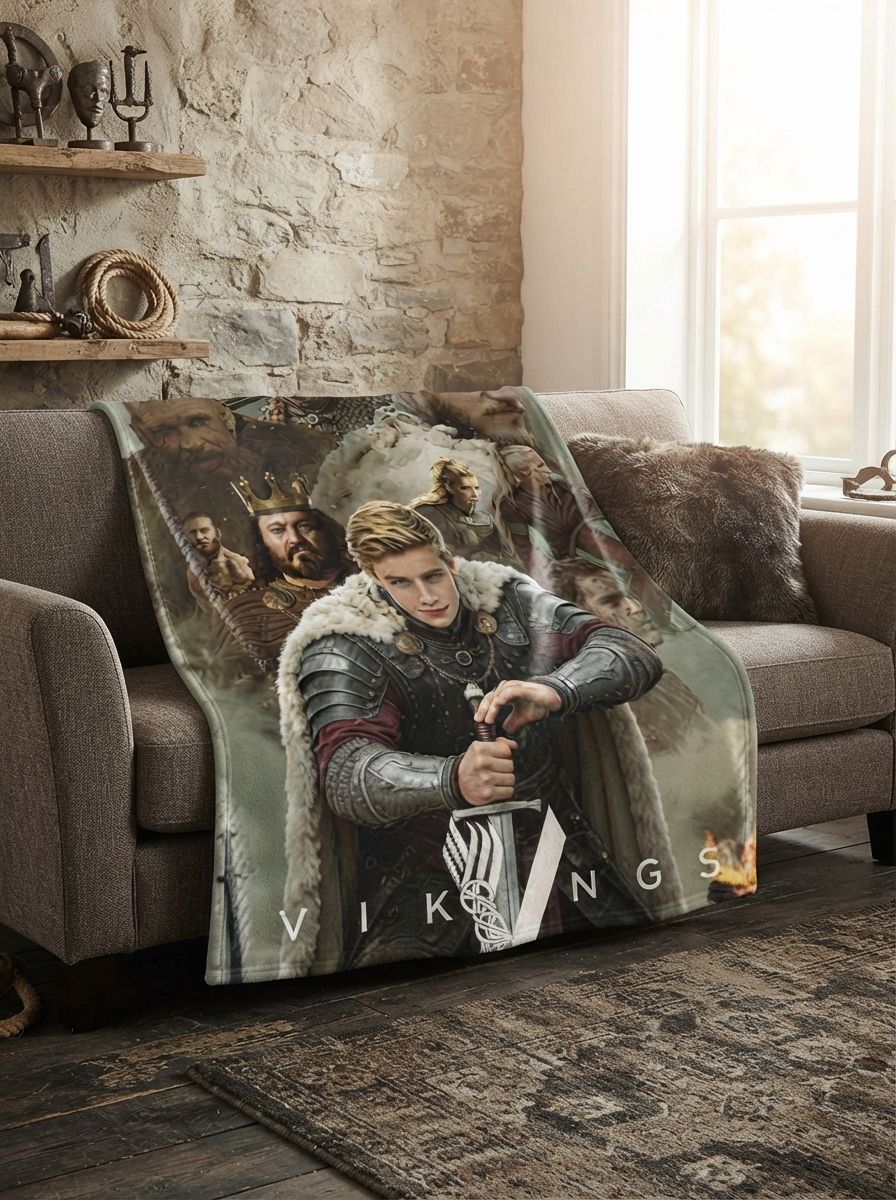 Custom Photo Face Flannel Blanket Personalized Medieval Warrior Portrait Fleece Throw Skin Friendly Anti Pilling Cozy