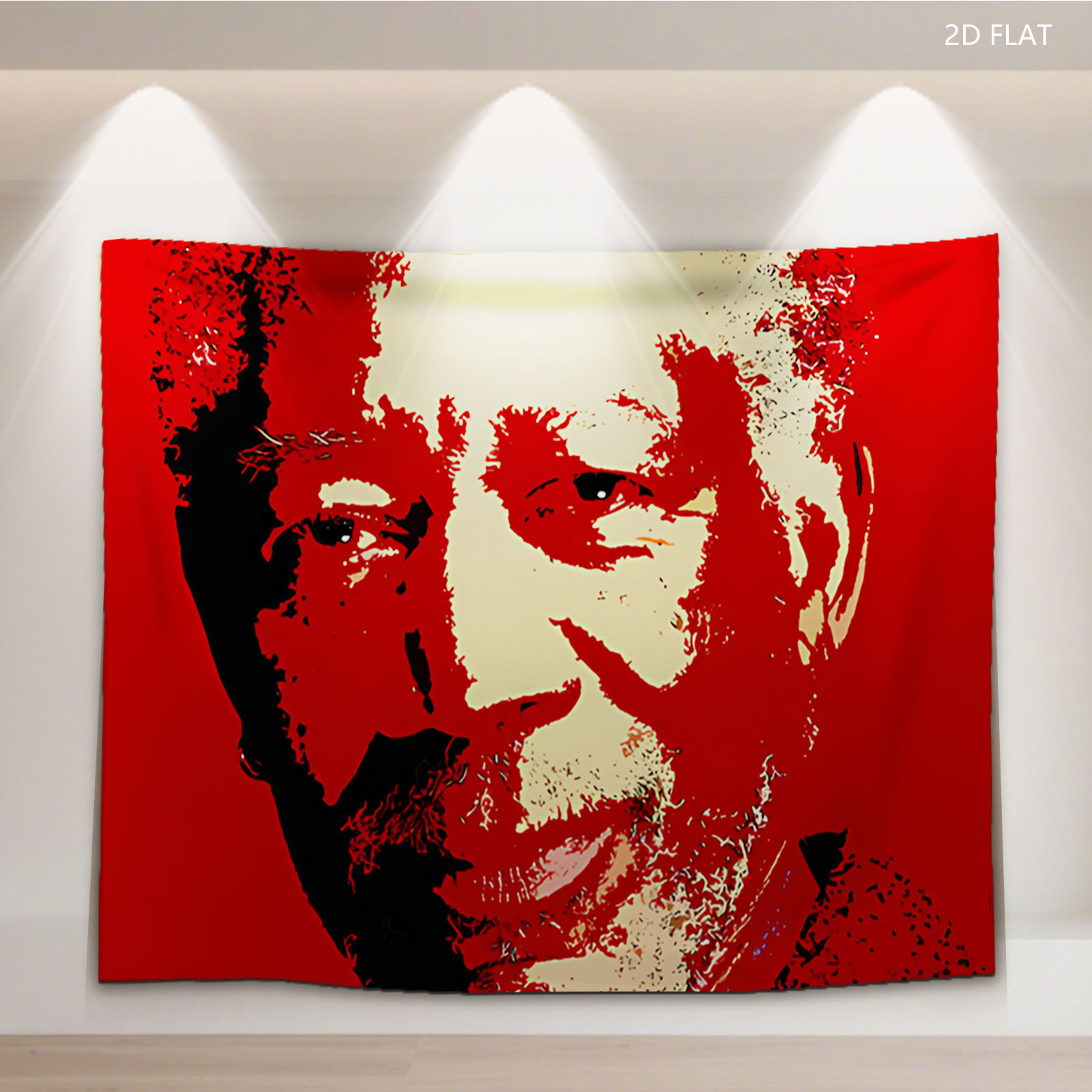 Nelson Mandela Portrait in Red and Beige Art Style - Tapestry