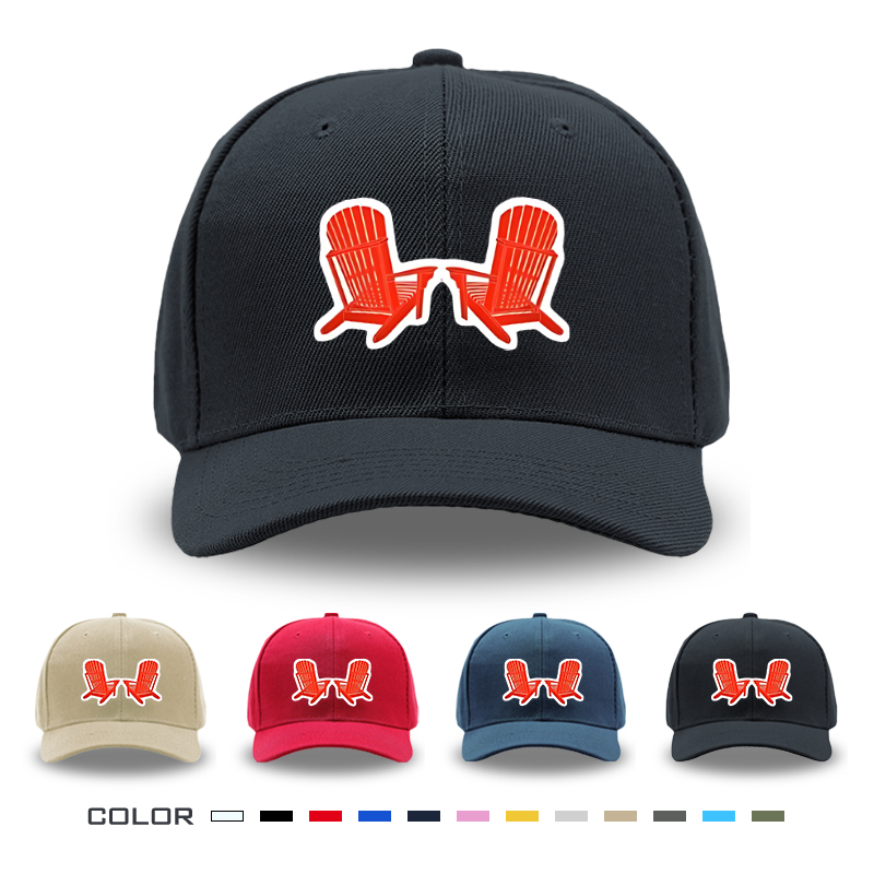 1pc New Baseball Cap with Red Adirondack Chair Print and Text Design Unisex Adjustable Hat for Outdoor Relaxation and Leisure Activities Suitable for Adults Who Love Nature and Casual Style