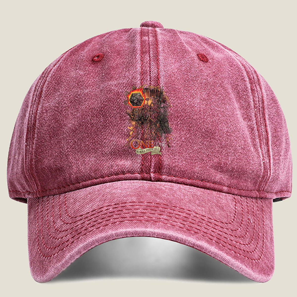 One Die to Roll Them All: D&D Inspired Fantasy Art - Washed Denim - Baseball Cap