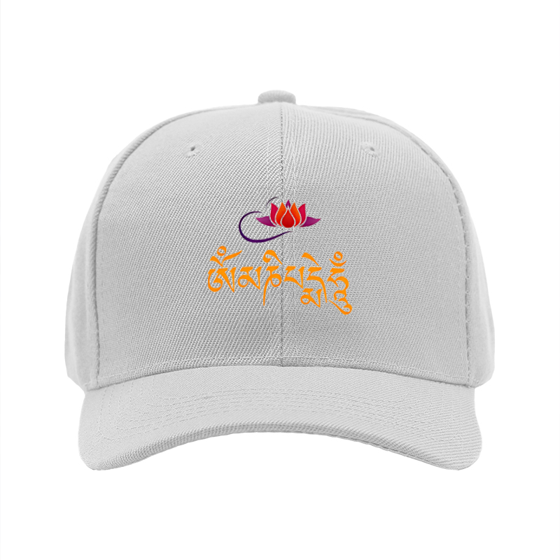 1pc New Baseball Cap with Lotus Flower and Tibetan Script Print Unisex Adjustable Hat for Outdoor Activities and Casual Wear Suitable for Adults and Teenagers