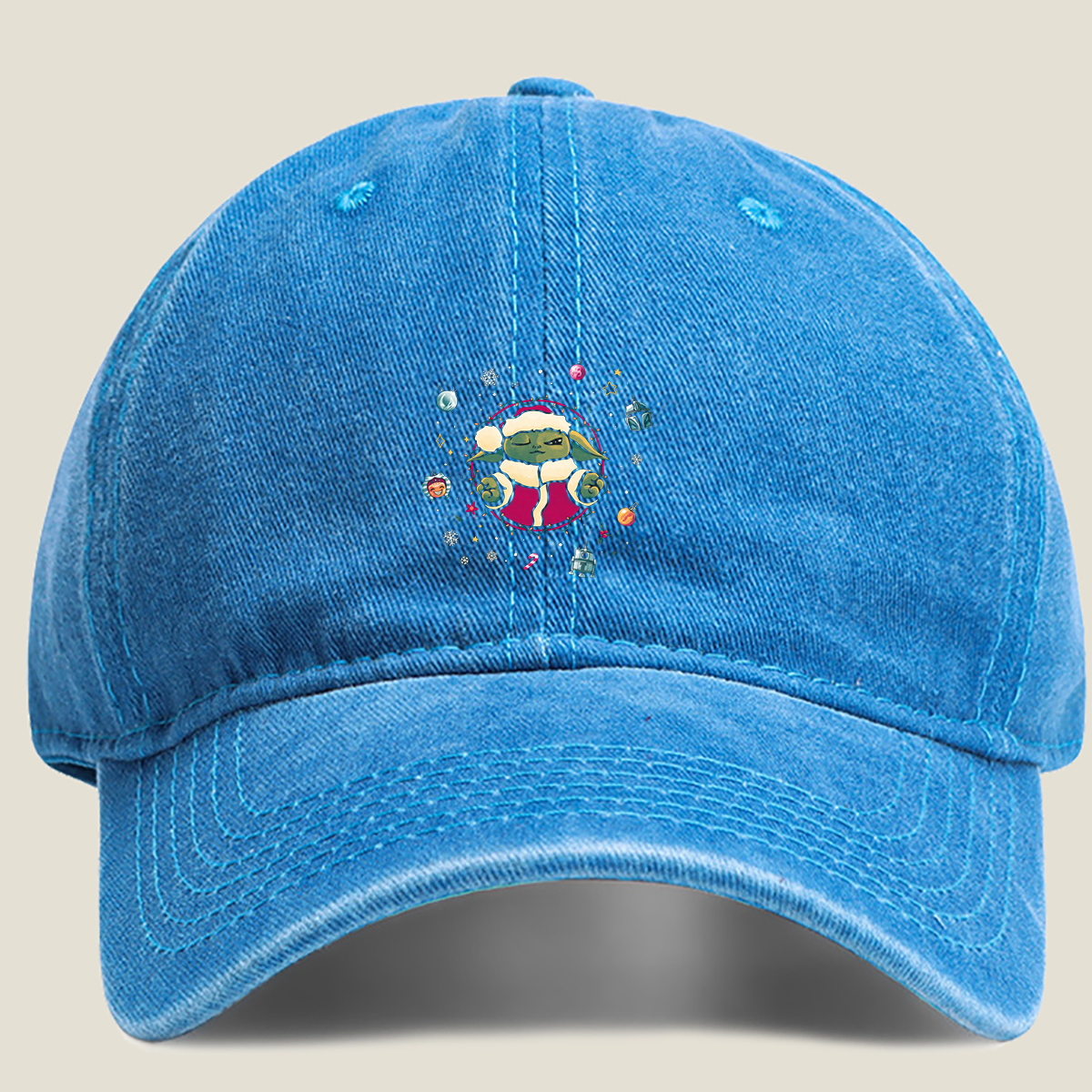 Baby Yoda Christmas Adventure - Washed Denim - Baseball Cap