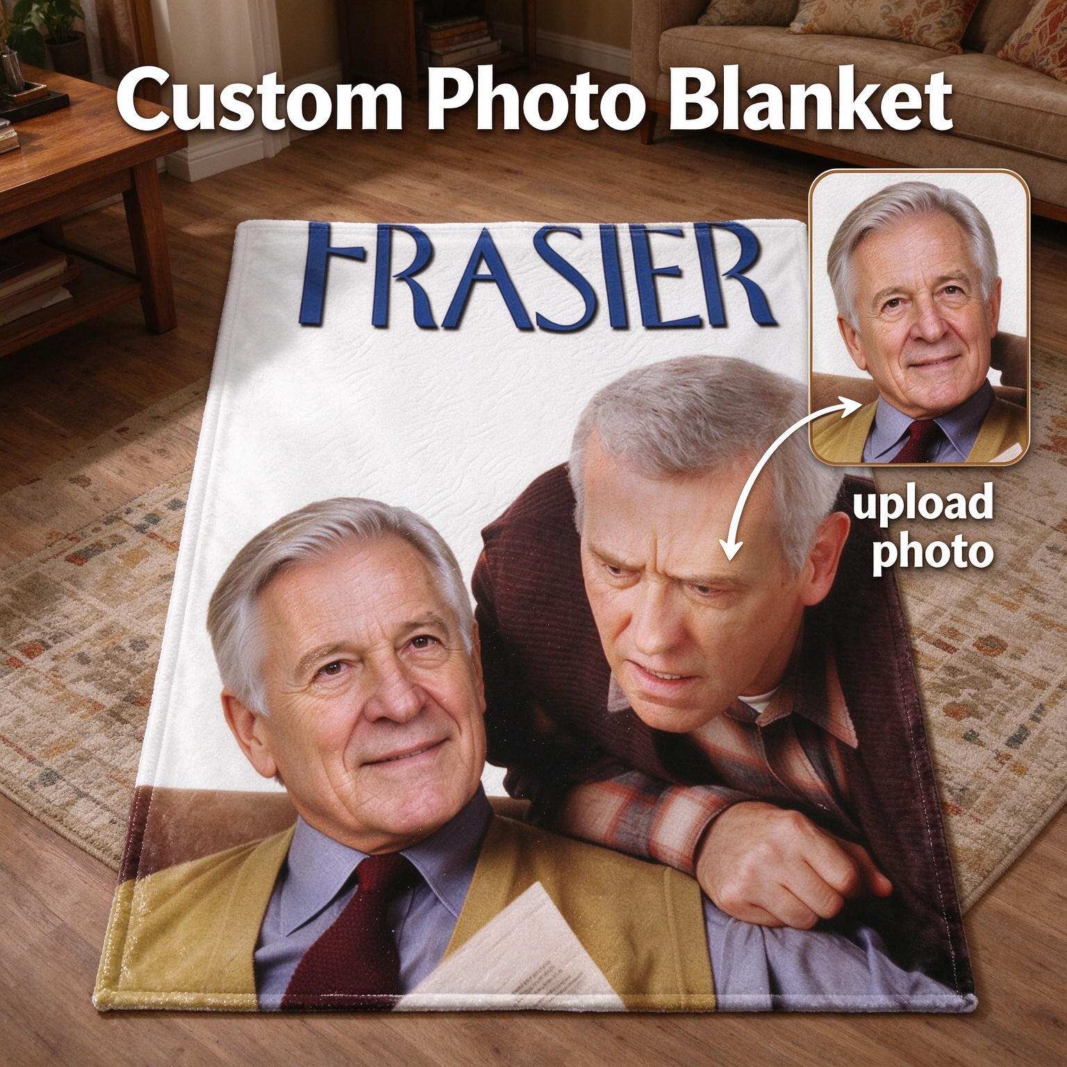 Custom Face Photo Blanket Personalized Ultra Soft Flannel Fleece Throw Skin-Friendly Cozy Warm Gift