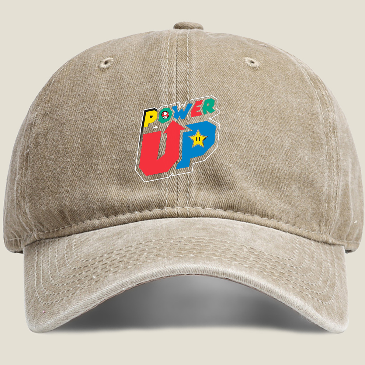 Power Up - Mario & Star - Washed Denim - Baseball Cap