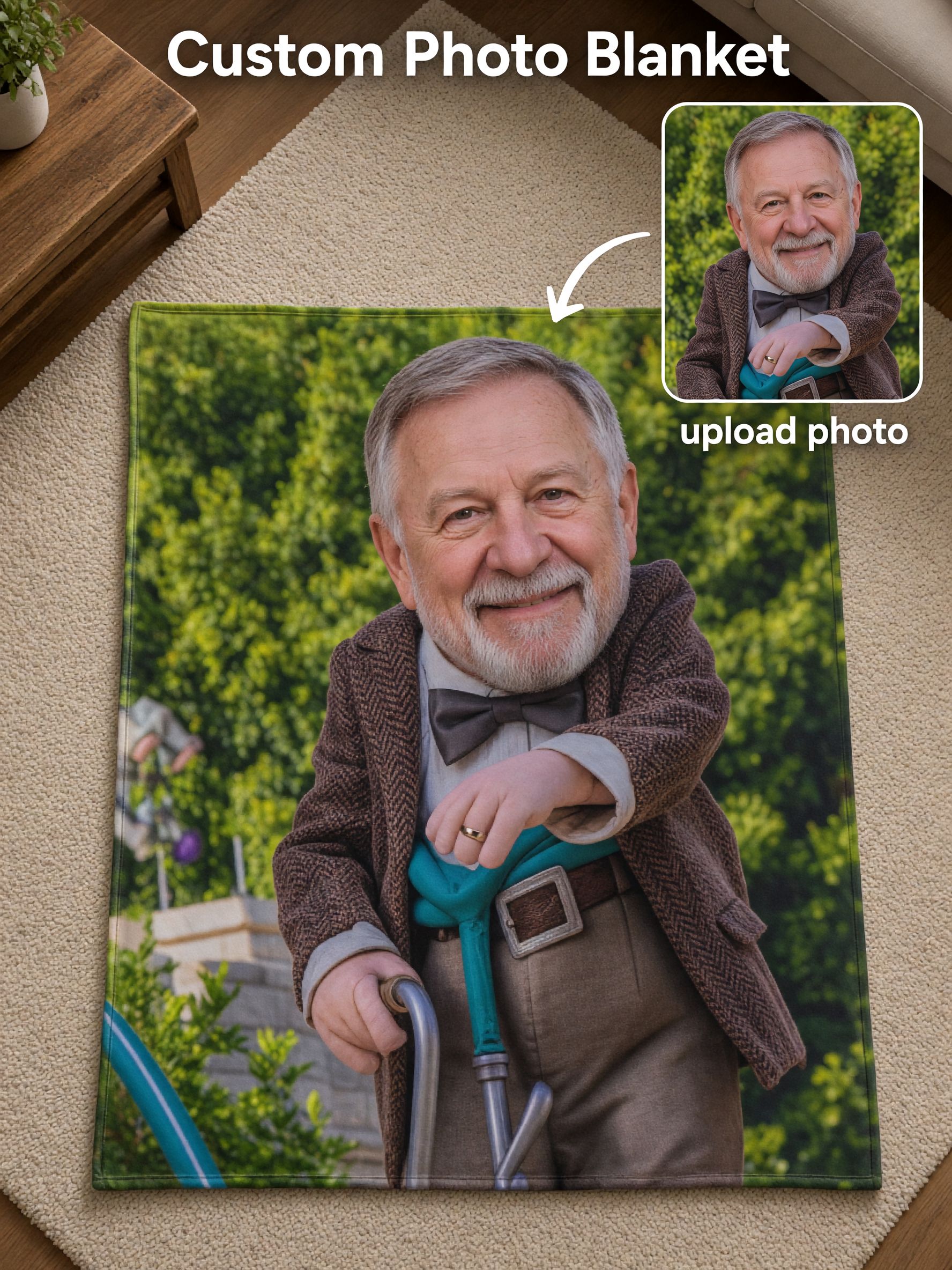 Custom Face Photo Blanket, Personalized Big Head Flannel Throw, Ultra Soft Skin-Friendly Cozy Picture Gift