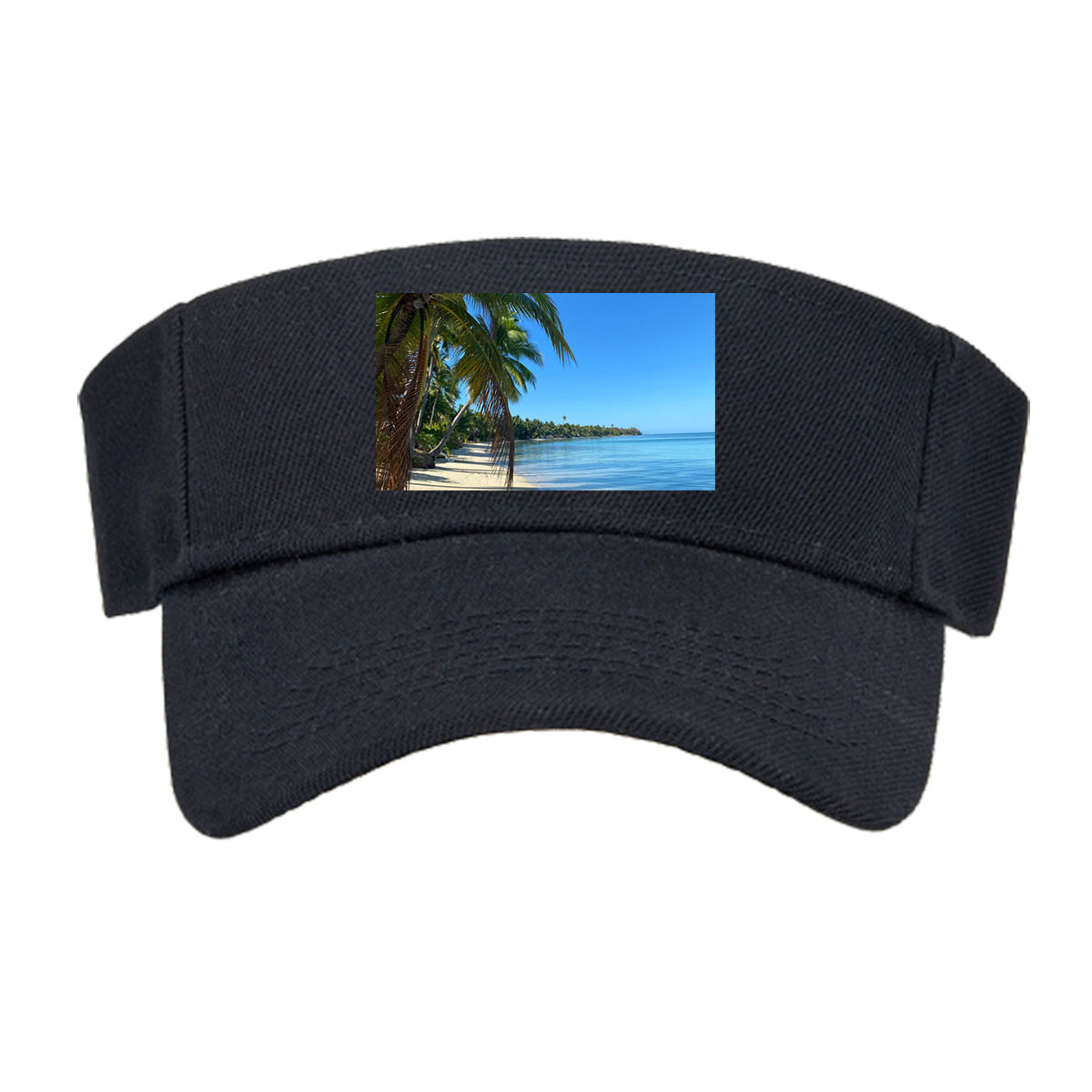 Tropical Beach with Palm Trees and Clear Blue Water -  Visor cap