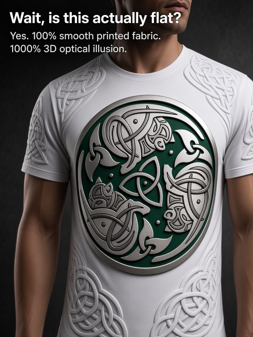 Celtic Knot Medallion 3D Optical Illusion Graphic Tee Breathable Athletic Mesh T-Shirt Casual and Sports Wear