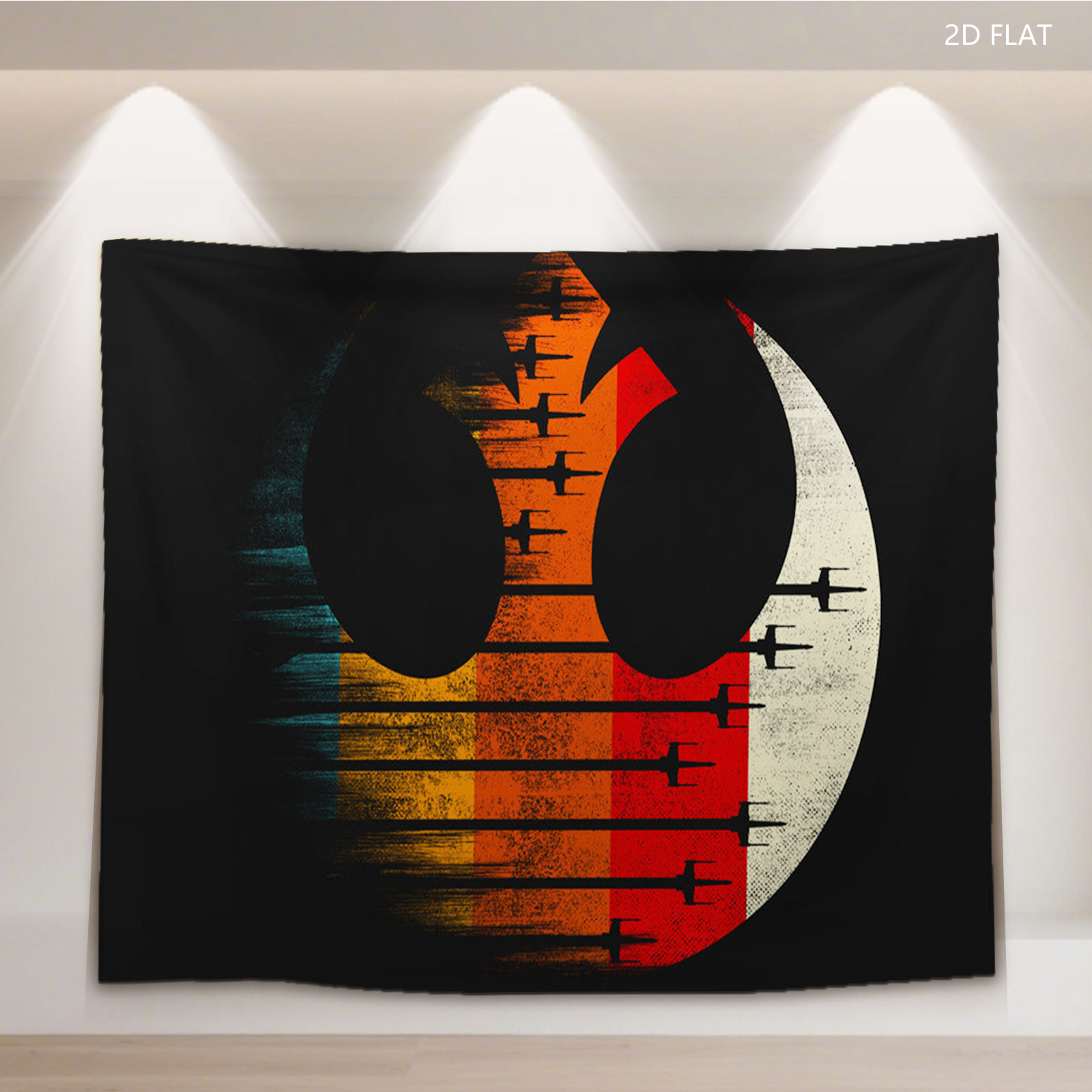 Star Wars Rebel Alliance Symbol with X-Wing Fighters and Vintage Color Gradient - Tapestry