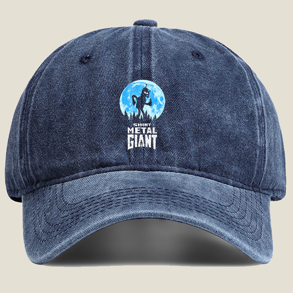 Shiny Metal Giant: The Robot in the Moonlight - Washed Denim - Baseball Cap