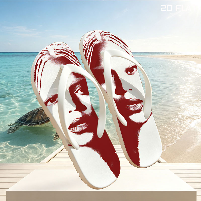 Beyoncé with Braided Hair and Horses in Background -  flip-flops