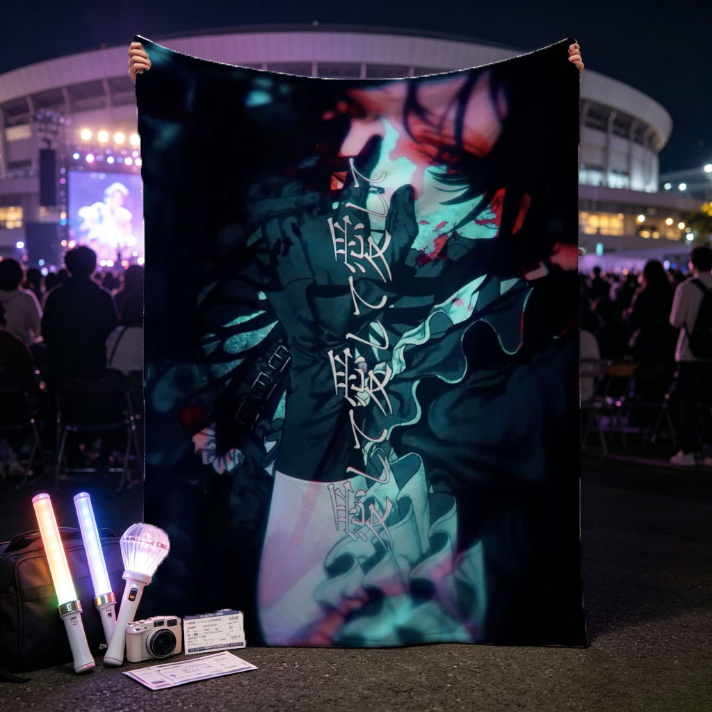 Mitsuru Kirijo in Dark Fantasy Scene with Glowing Text and Dramatic Lighting - Blankets