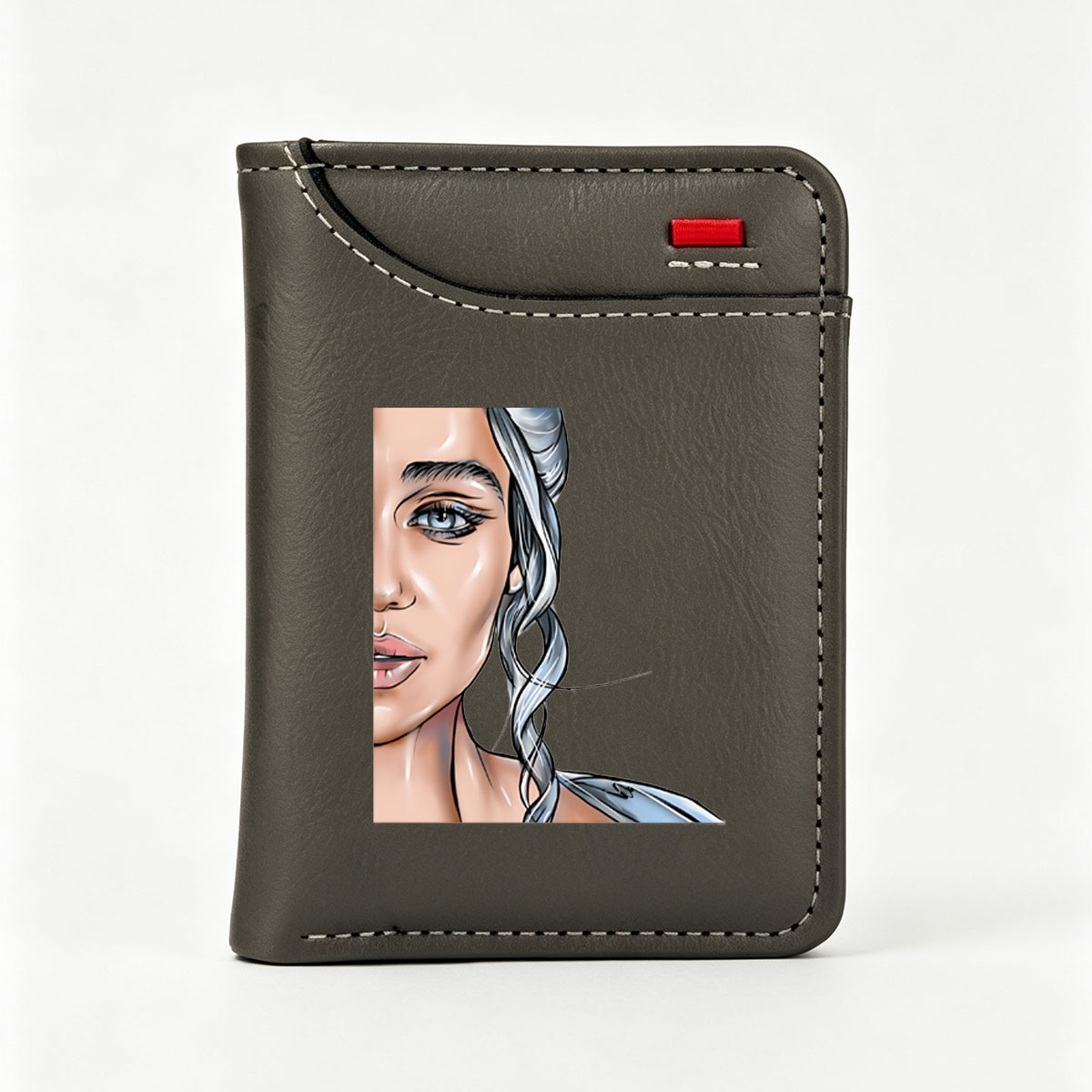 Daenerys Targaryen from Game of Thrones, silver-haired queen with blue eyes, illustrated portrait - Vertical Style Wallet