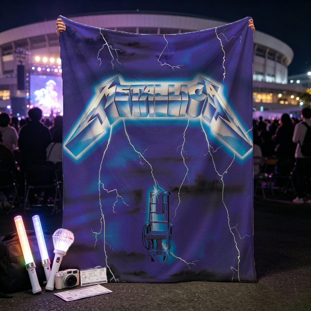 Metallica Electric Chair Lightning Storm Ride the Lightning Album Cover - Blankets