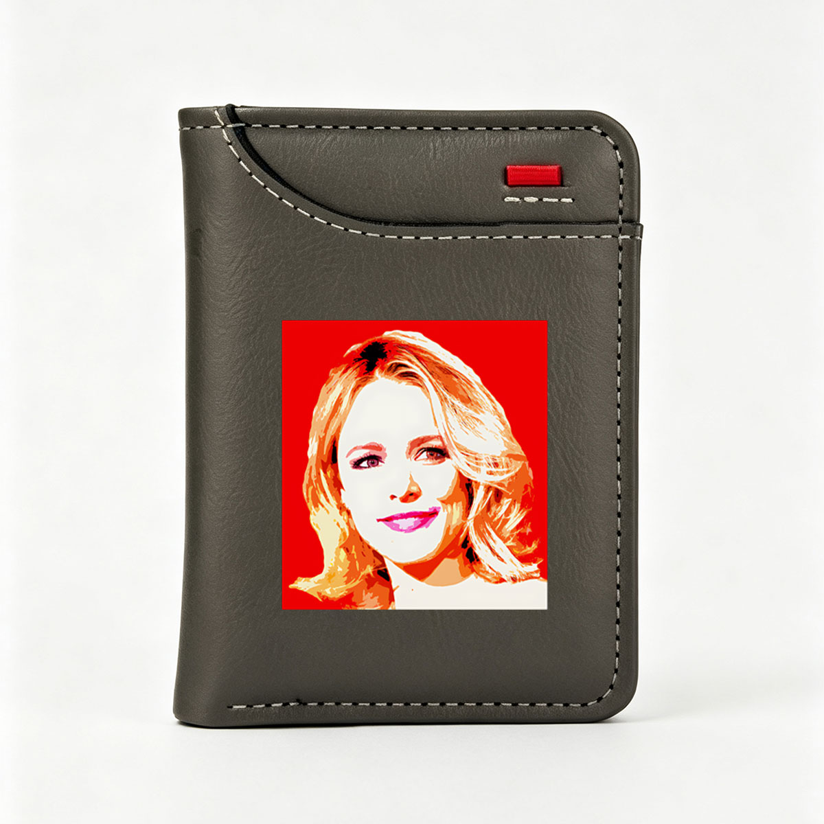 Pop Art Portrait of a Blonde Woman with Red Background - Vertical Style Wallet