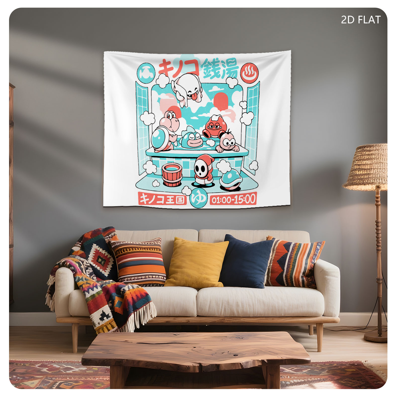 Toad Spa: Mario Characters Relax in Hot Spring, 1:00-15:00 - Tapestry