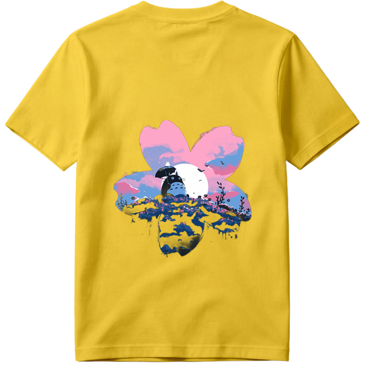 Totoro Under Cherry Blossom Moon - Tee