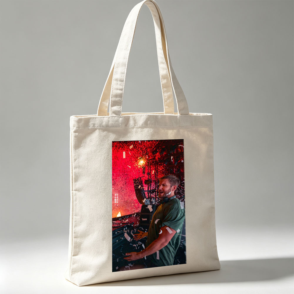 Calvin Harris Live Performance with Confetti and Red Lighting Effects - Canvas tote bags