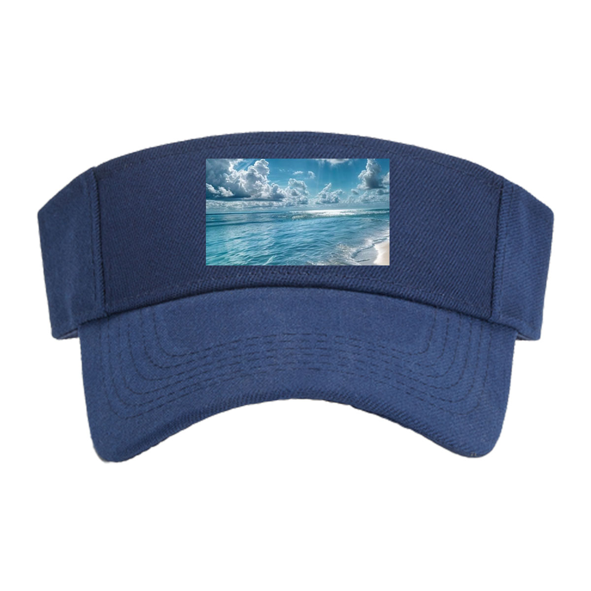 Sunlit Beach with Crystal Clear Waters and Fluffy Clouds -  Visor cap