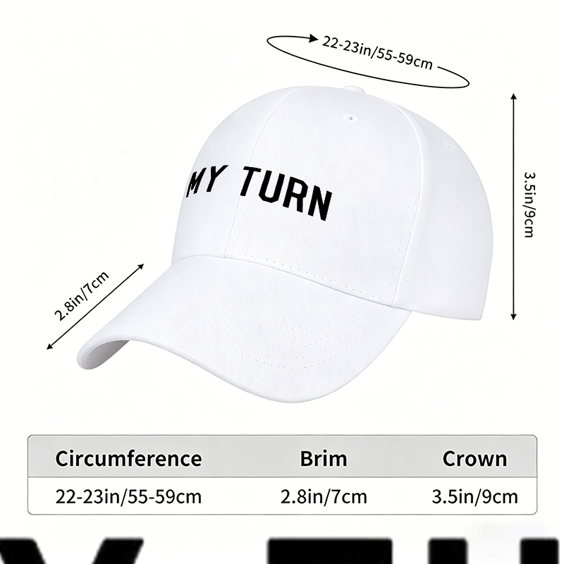 Unisex Classic Baseball Cap My Turn Logo Print Design - Casual Streetwear Hat for Outdoor Activities, Perfect for Urban Lifestyle Enthusiasts and Fashion-forward Adults