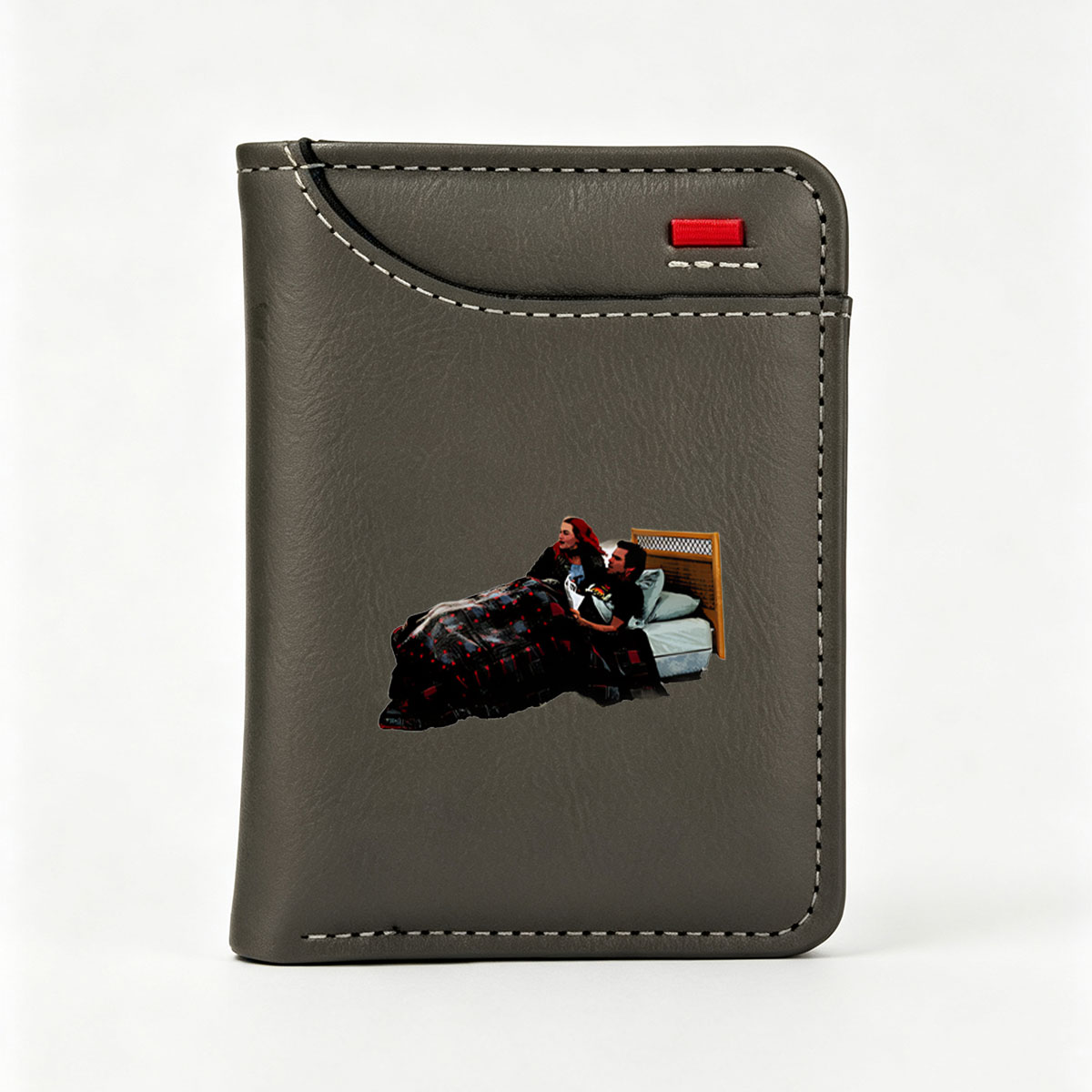 Couple in Bed Sharing a Moment Under a Quilt - Vertical Style Wallet