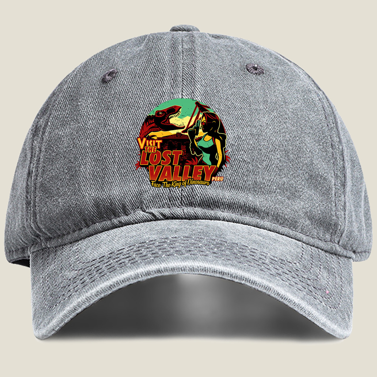 Visit the Lost Valley: Face the King of Dinosaurs - Washed Denim - Baseball Cap