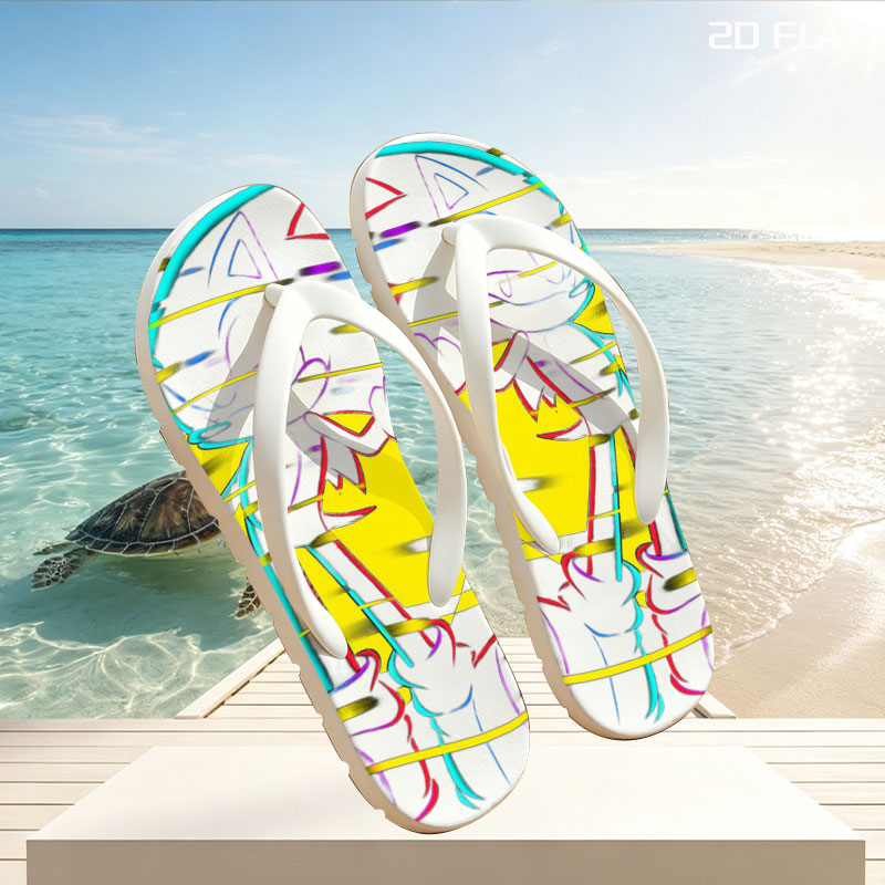 Sonic the Hedgehog in Neon Glitch Art Style -  flip-flops