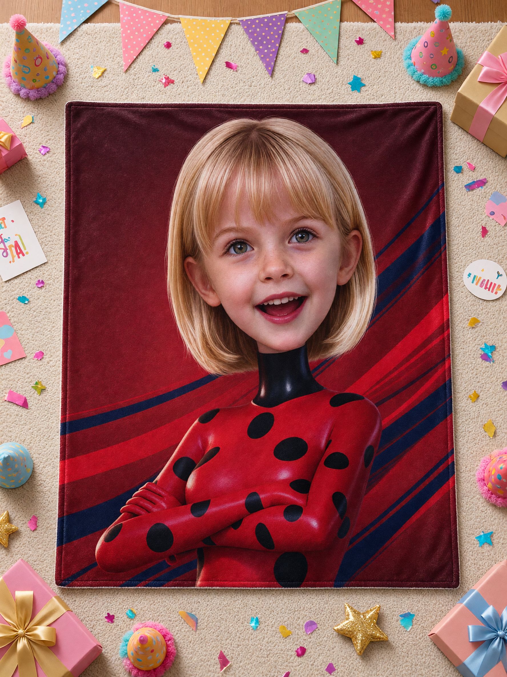 Custom Face Photo Flannel Blanket, Personalized Superhero Portrait Plush Throw, Cozy Bed Couch Keepsake Gift