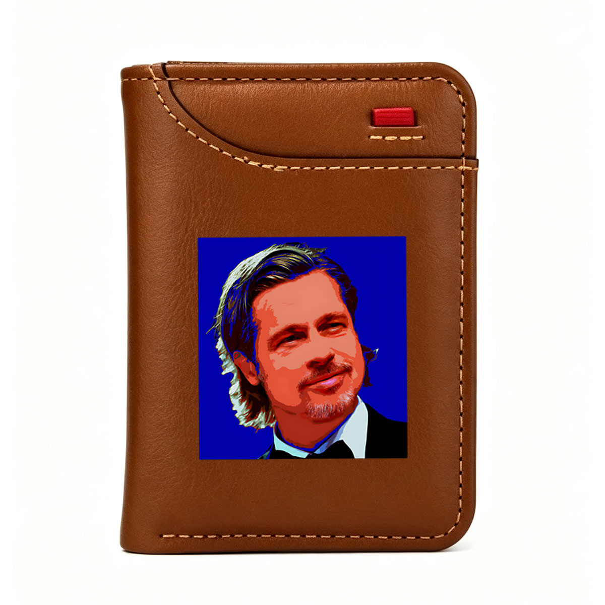 Brad Pitt in a stylized portrait with vibrant colors and bold contrasts. - Vertical Style Wallet