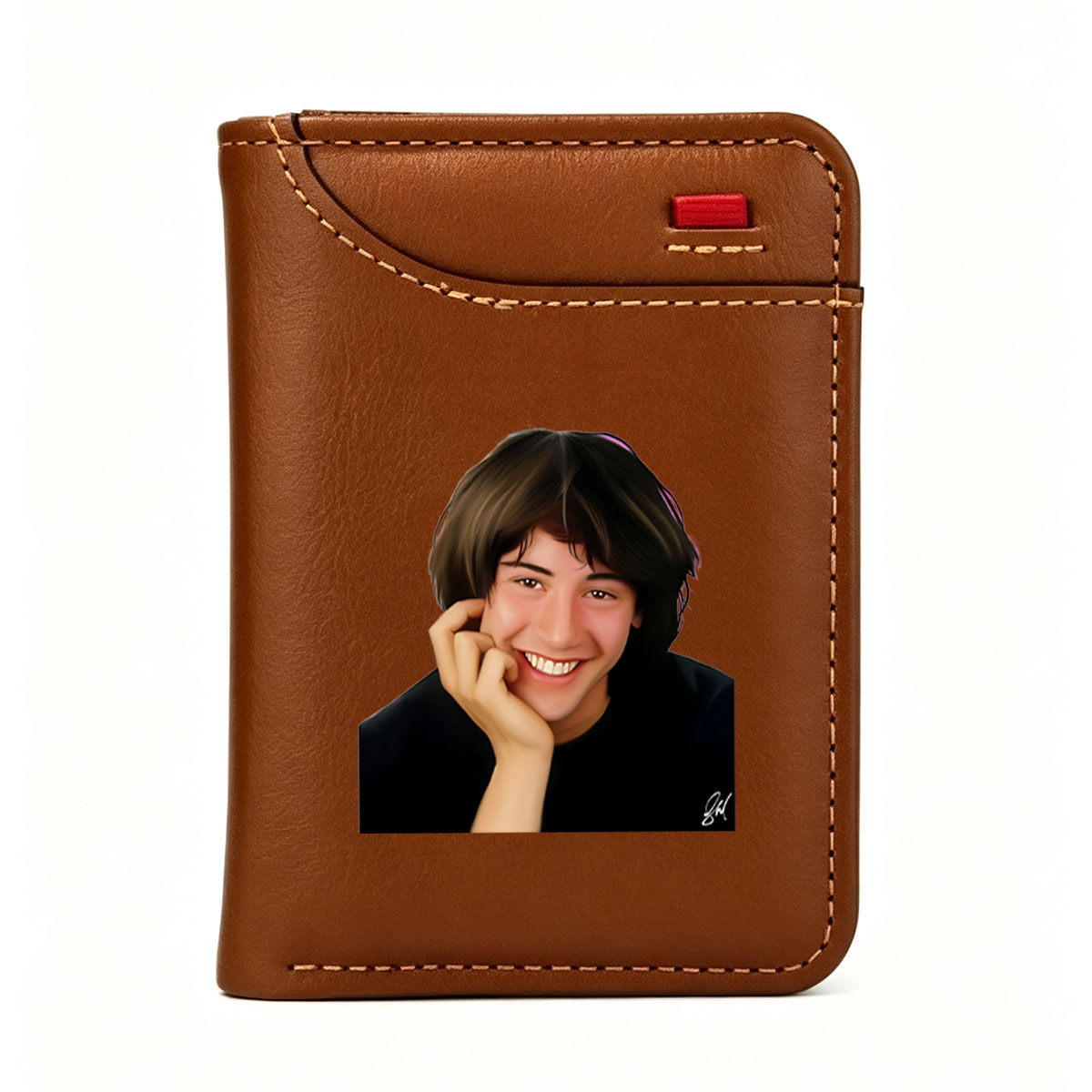 Smiling Young Man with Hand on Chin - Vertical Style Wallet