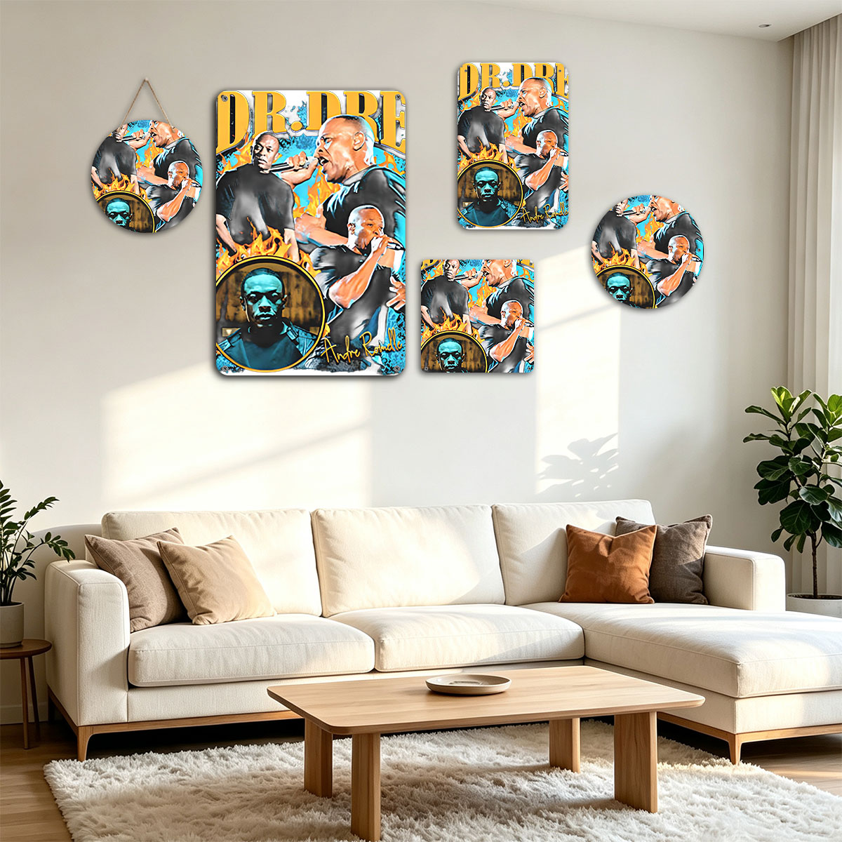 Dr. Dre: Andre Romelle Young in Action with Flames and Intense Performance - painting