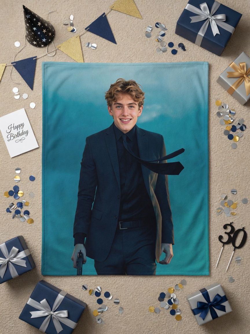 Custom Photo Blanket Personalized Face Flannel Fleece Throw Soft Anti-Pilling Keepsake Gift for Bed Sofa and Travel